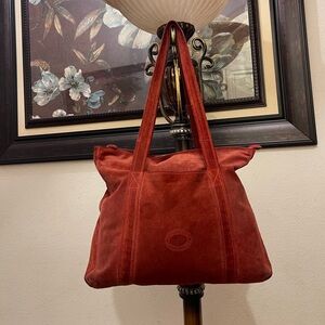Elegant Red Suede Tote Bag